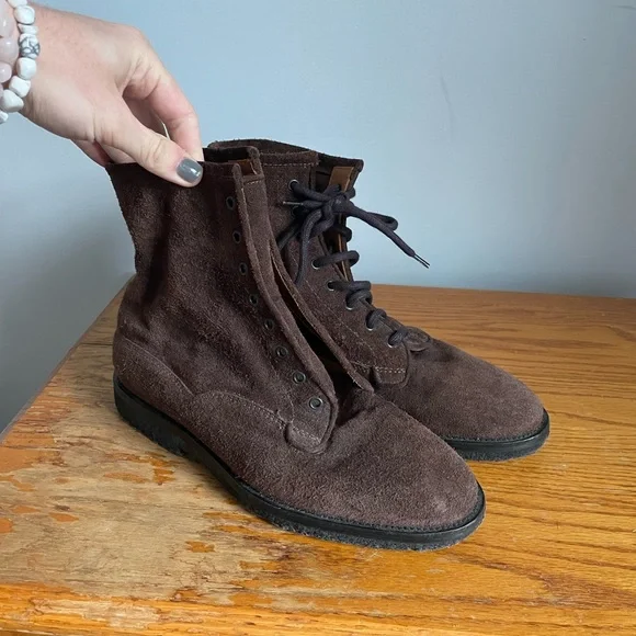 Christian Kimber x Eidos Brown Suede Combat Boots Men’s Size 8 - Picture 2 of 5